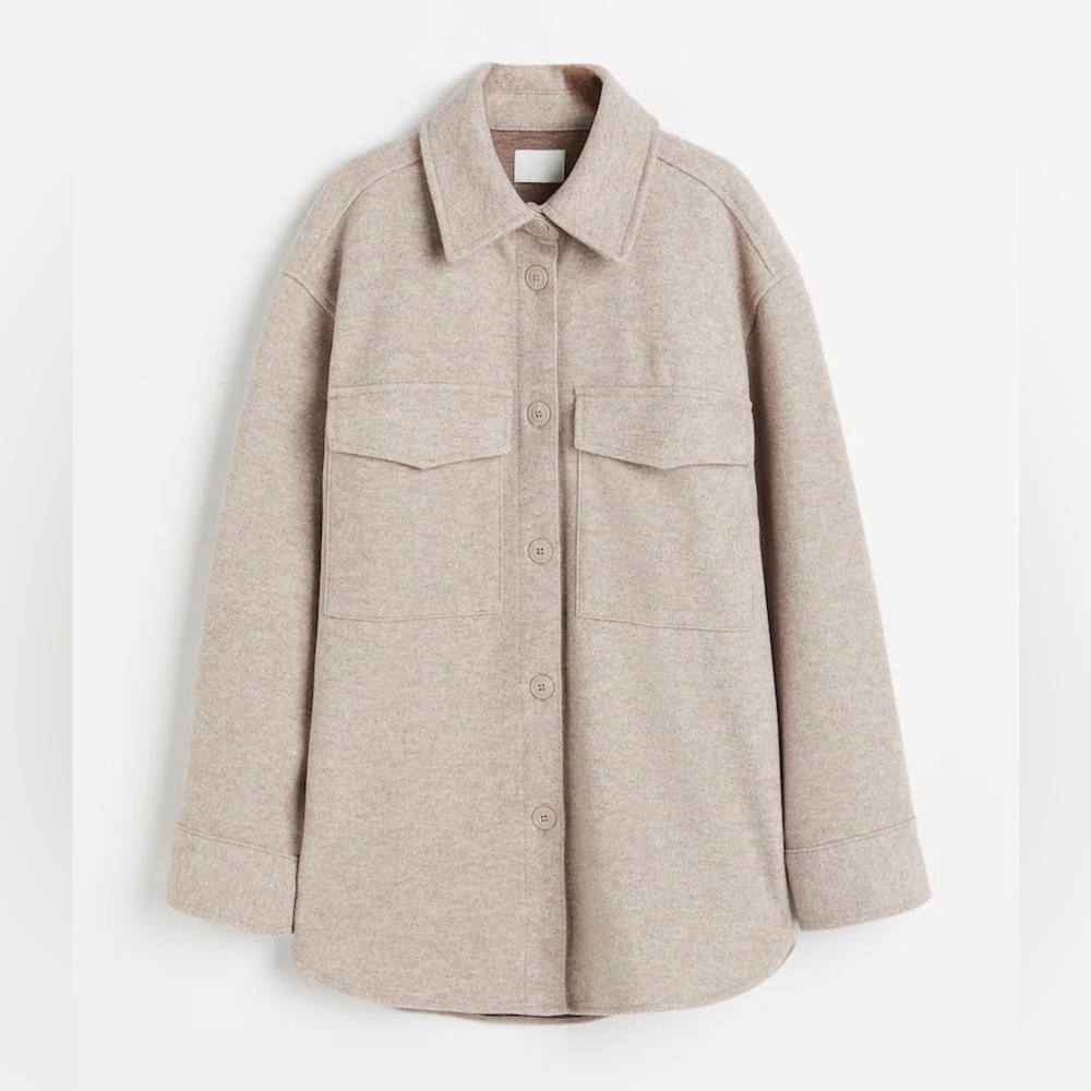NEW H&M Oversized Beige Melange Shacket